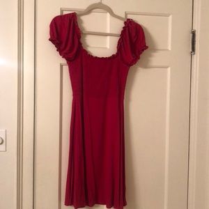 Medium cherry red puff sleeve summer dress